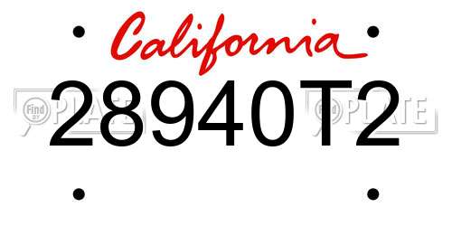 28940T2 California License Plate