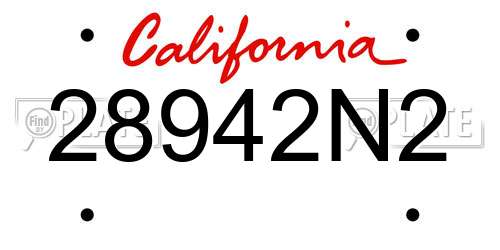 28942N2 California License Plate