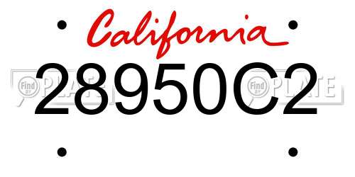 28950C2 California License Plate