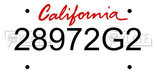 28972G2 California License Plate