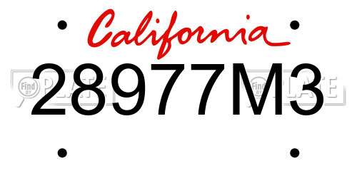 28977M3 California License Plate