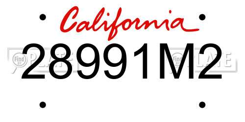28991M2 California License Plate