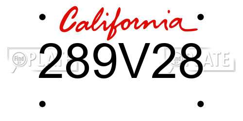 289V28 California License Plate