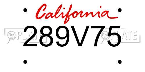 289V75 California License Plate