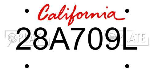 28A709L California License Plate