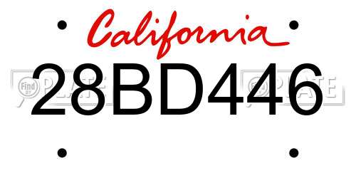 28BD446 California License Plate