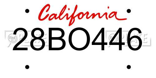 28BO446 California License Plate