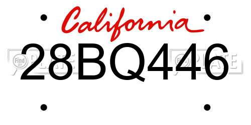28BQ446 California License Plate