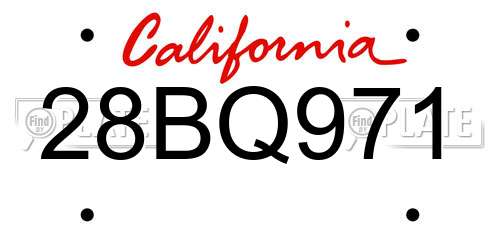 28BQ971 California License Plate