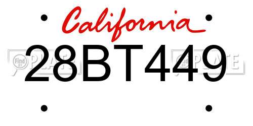 28BT449 California License Plate