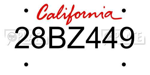 28BZ449 California License Plate