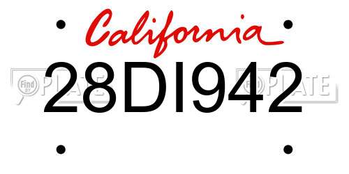 28DI942 California License Plate