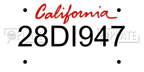 28DI947 California License Plate