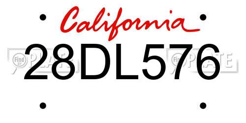 28DL576 California License Plate