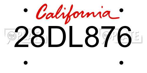 28DL876 California License Plate
