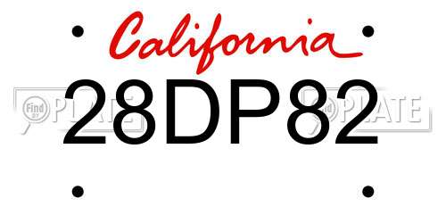 28DP82 California License Plate
