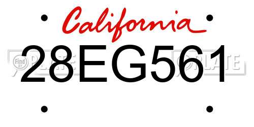 28EG561 California License Plate