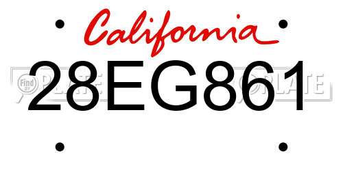 28EG861 California License Plate