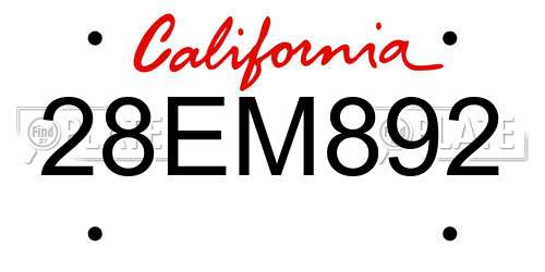 28EM892 California License Plate