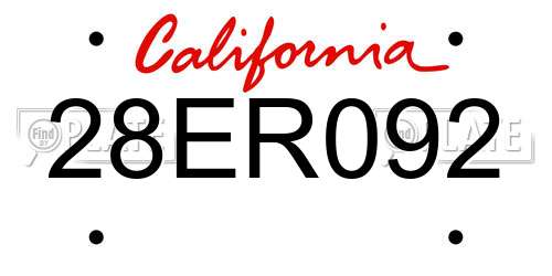 28ER092 California License Plate