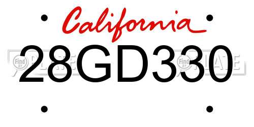 28GD330 California License Plate