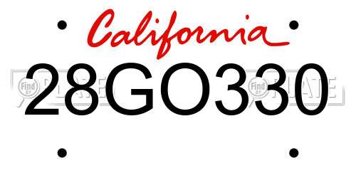 28GO330 California License Plate