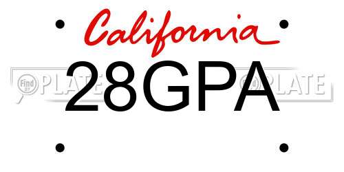28GPA California License Plate
