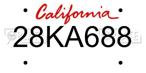 28KA688 California License Plate