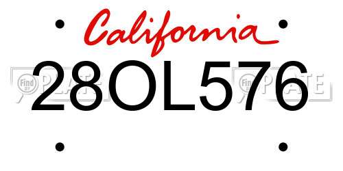 28OL576 California License Plate