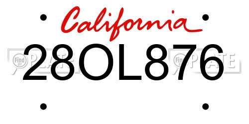 28OL876 California License Plate