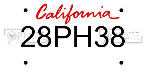 28PH38 California License Plate