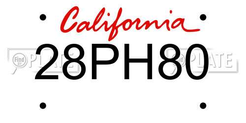 28PH80 California License Plate