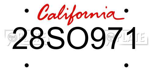 28SO971 California License Plate