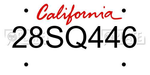 28SQ446 California License Plate