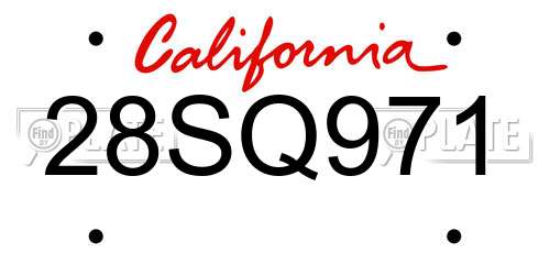 28SQ971 California License Plate