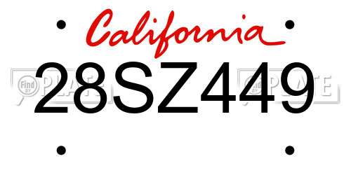 28SZ449 California License Plate
