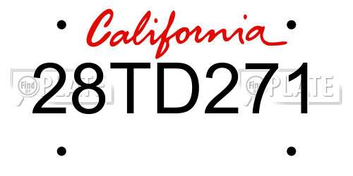28TD271 California License Plate