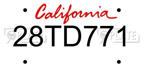 28TD771 California License Plate