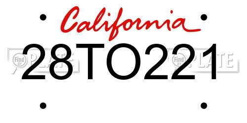 28TO221 California License Plate