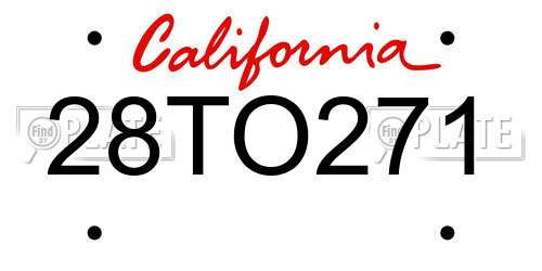 28TO271 California License Plate