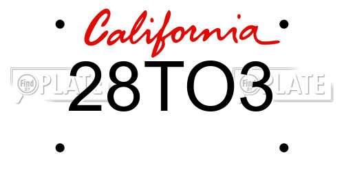 28TO3 California License Plate