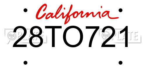 28TO721 California License Plate