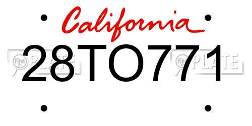 28TO771 California License Plate