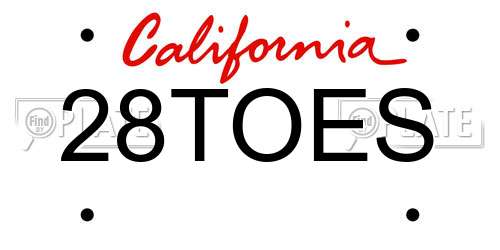 28TOES California License Plate