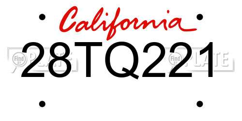 28TQ221 California License Plate