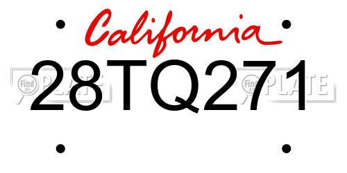 28TQ271 California License Plate