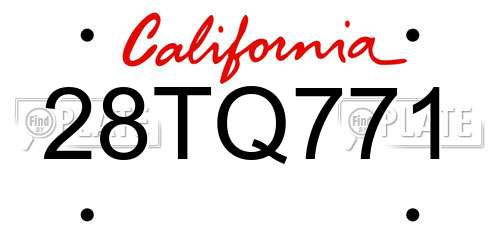 28TQ771 California License Plate