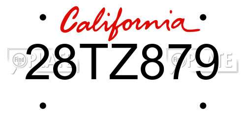 28TZ879 California License Plate