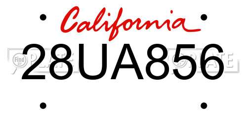 28UA856 California License Plate