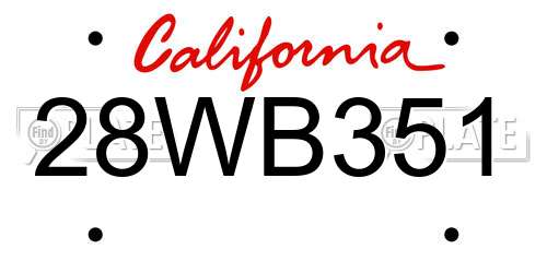 28WB351 California License Plate